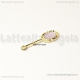 Charm Specchio in metallo gold plated smaltato glicine 24mm