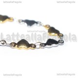 Collana Maglia Cuori in Acciaio Inox Oro e Argento 45cm