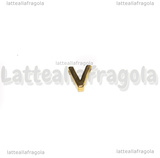 Spaziatore Lettera V in Acciaio Inox dorato placcato Oro 18K 9.5x8.5x3mm