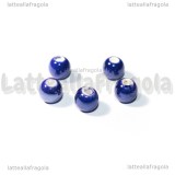 5 Perle in Ceramica Blu 6mm