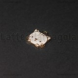 Charm Gatto in metallo smaltato dorato Bianco 15x13mm