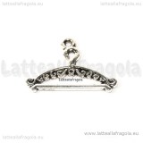 Charm gruccia double-face in metallo argento antico 24x17mm