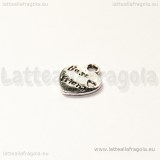 Charm cuore Best friend in metallo argento antico 12.5x9.5mm