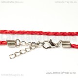 Bracciale in cordino similpelle intrecciato rosso 3mm