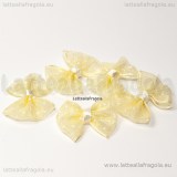 Fiocco giallo a pois bianchi in organza 23x20mm