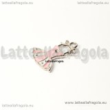 Ciondolo Tutù in metallo smaltato argentato 21x16mm