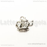 Charm double-face Teiera e tazzina in metallo argento antico 15x14mm