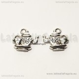 Charm double-face Teiera e tazzina in metallo argento antico 15x14mm