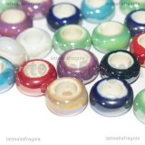5 Perle in Ceramica effetto perlato colori misti 15x10mm