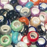 5 Perle in Ceramica effetto perlato colori misti 15x10mm