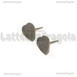 Coppia Perni Cuore in metallo color bronzo per 10mm