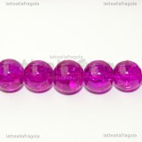 10 Perle cracklé in vetro fucsia 10mm