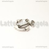 Charm Ancora double-face in metallo argento antico 23x20mm