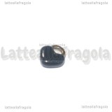Charm Cuore in Acciaio Inox Dorato smaltato Nero 11x9.5mm