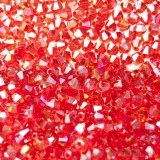 25 Biconi in vetro Rosso AB 4x4mm