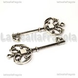 Ciondolo Chiave in metallo argento antico 64x28mm