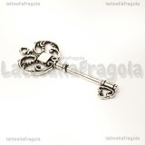 Ciondolo Chiave in metallo argento antico 64x28mm