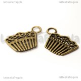 Charm Pettinino in metallo color bronzo 20x14mm