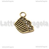 Charm Pettinino in metallo color bronzo 20x14mm