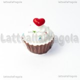 Cupcake 3D cuore rosso in acrilico 15x14.50mm