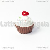 Cupcake 3D cuore rosso in acrilico 15x14.50mm