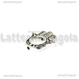 Spaziatore Mano di Fatima in metallo argento antico 14x10mm