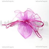 5 Portaconfetti in organza fucsia con tirante 