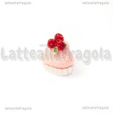 Cupcake 3D cuore fragola in acrilico 15x13x15mm