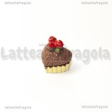 Cupcake 3D cuore cioccolato in acrilico 15x13x15mm