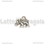 Charm Elefante double-face in metallo argento antico 14x12mm