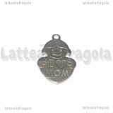 Ciondolo Bimba con Cuore I love Mom in Acciaio Inox 19x13mm