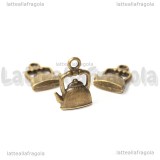 Charm Teiera in metallo color bronzo 20x15mm