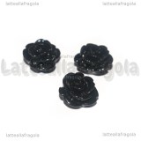 Rosa in Corallo Sintetico Nero con foro passante 12x7.5mm