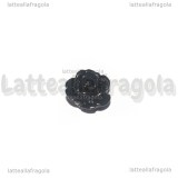 Rosa in Corallo Sintetico Nero con foro passante 12x7.5mm