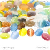 5 Cabochons Ovali Occhi di Gatto 8x6mm