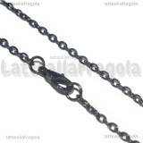 Collana in metallo nero 62cm maglie ovali 3x2mm