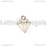 Charm Diamante in metallo dorato smaltato bianco 15x11.5mm