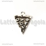 Ciondolo Fetta di Pizza in metallo argento antico 26x19mm