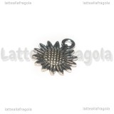 Charm Girasole in metallo argento antico 18.6x15mm