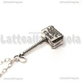 Collana Martello di Thor in metallo argento antico 47x21mm