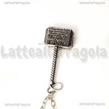 Collana Martello di Thor in metallo argento antico 47x21mm