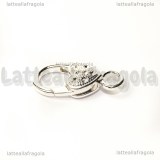 Gancio con cuore in metallo Silver Plated 27.5x14mm