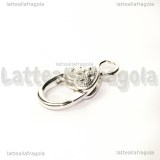 Gancio con cuore in metallo Silver Plated 27.5x14mm