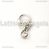 Gancio con cuore in metallo Silver Plated 27.5x14mm