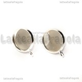 Coppia perni in ottone silver plated base tonda per cabochon 12mm