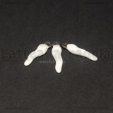 Ciondolo Cornetto Portafortuna 3D in Acciaio Argentato smaltato Bianco 17.5x4.5mm