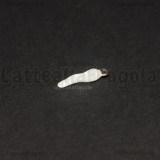 Ciondolo Cornetto Portafortuna 3D in Acciaio Argentato smaltato Bianco 17.5x4.5mm