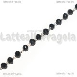 10 Metri (Bobina) di Catena Rosario in Acciaio e Cristallo Sfaccettato Nero Opaco 3.5x3mm