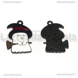 Charm Fantasma con cappello e scopa in metallo smaltato 22x15mm