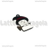 Charm Fantasma con cappello e scopa in metallo smaltato 22x15mm